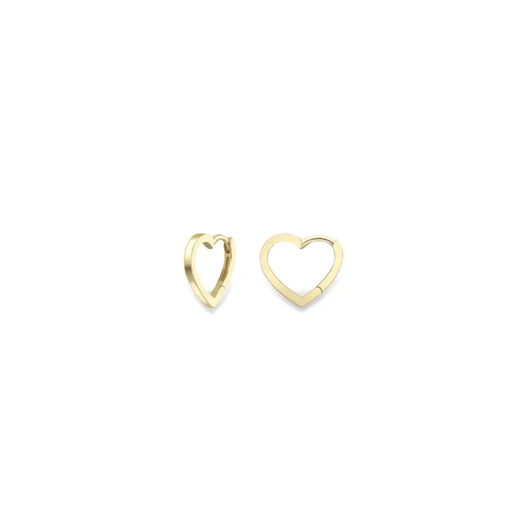 Yellow Gold Heart Huggie Hoop Earrings