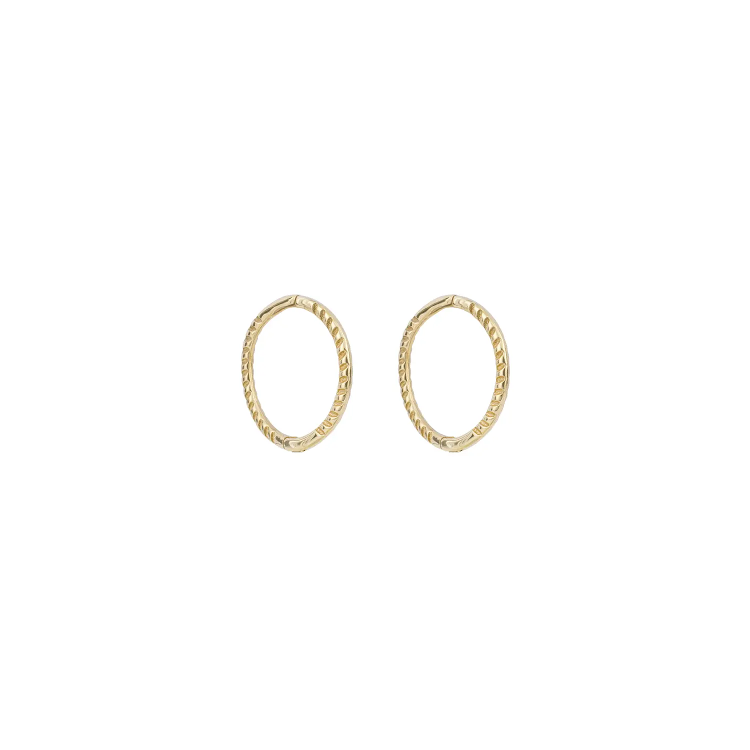 Yellow Gold Slim Rope Effect Hoop Earrings