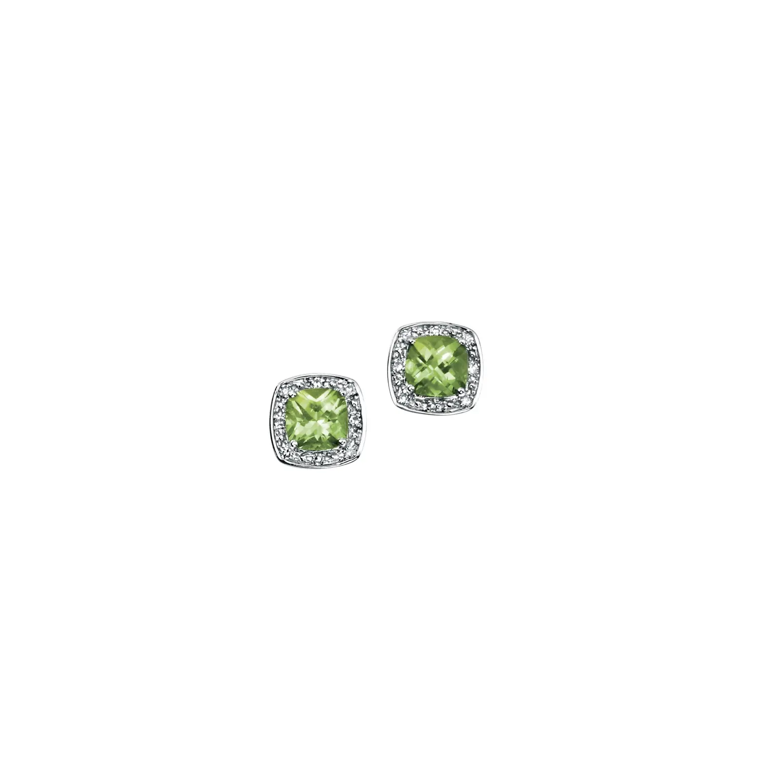 Peridot & Diamond Stud Earrings