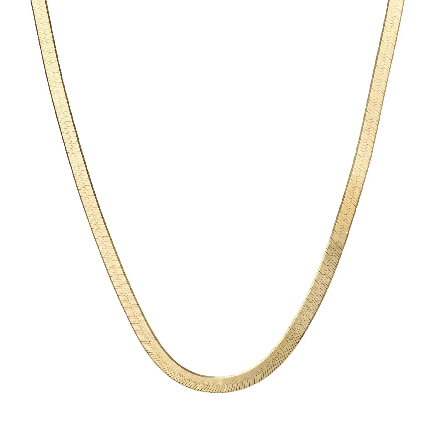 Yellow Gold Flat Herringbone Necklace