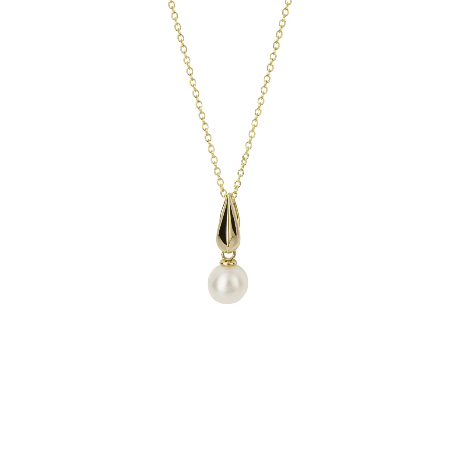 Pearl & Gold Knife Edge Necklace