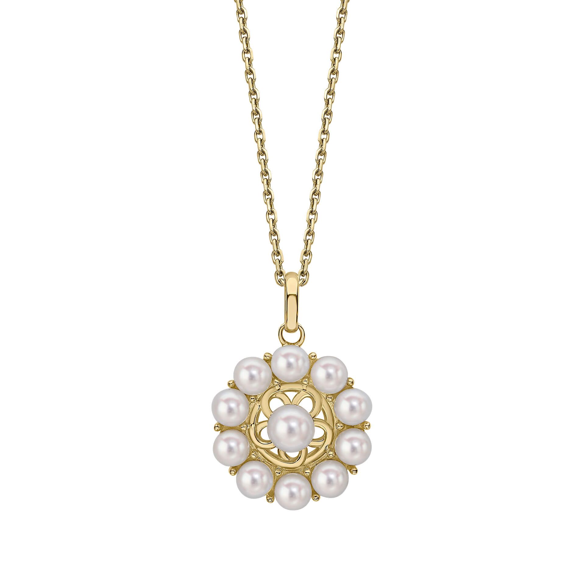 Pearl & Yellow Gold Floral Necklace