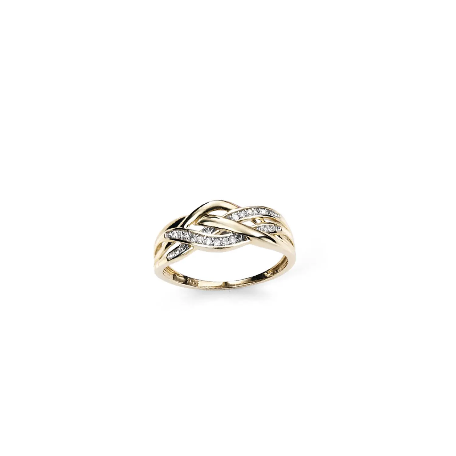 Yellow Gold & Diamond Plaited Ring