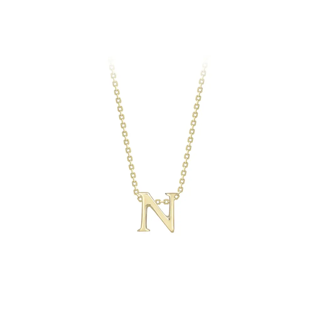 Yellow Gold Inital Necklace - N