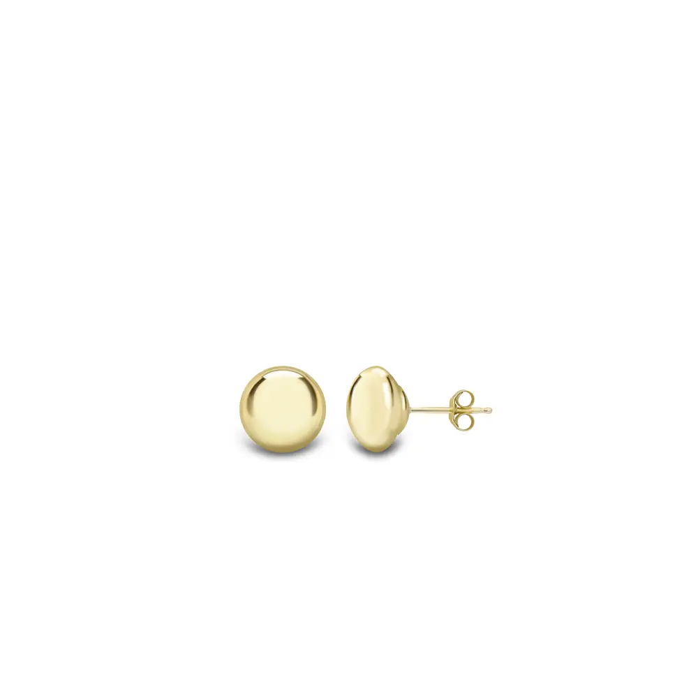 Yellow Gold Button Stud Earrings - 8mm