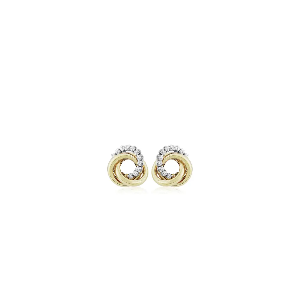 Yellow Gold & CZ Knot Stud Earrings