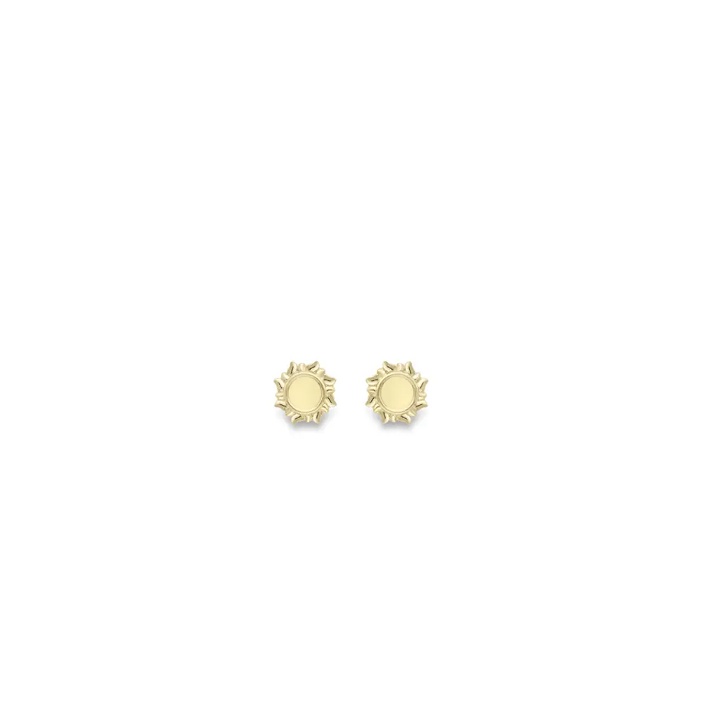 Yellow Gold Sun Stud Earrings