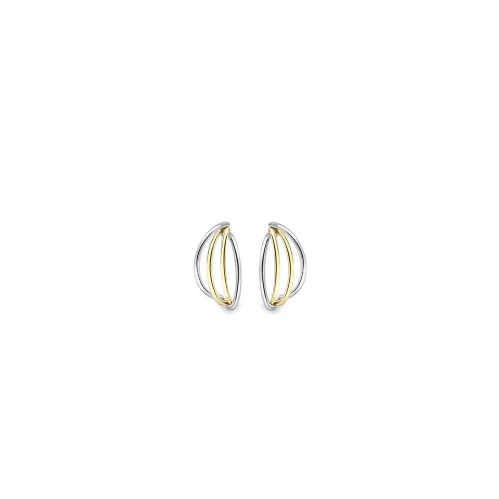 Two-Tone Wavy Stud Earrings