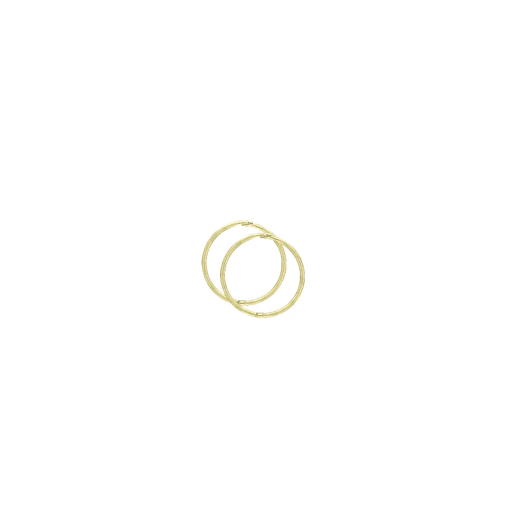 Yellow Gold Thin Hinged Sleeper Hoop Earrings - 14mm