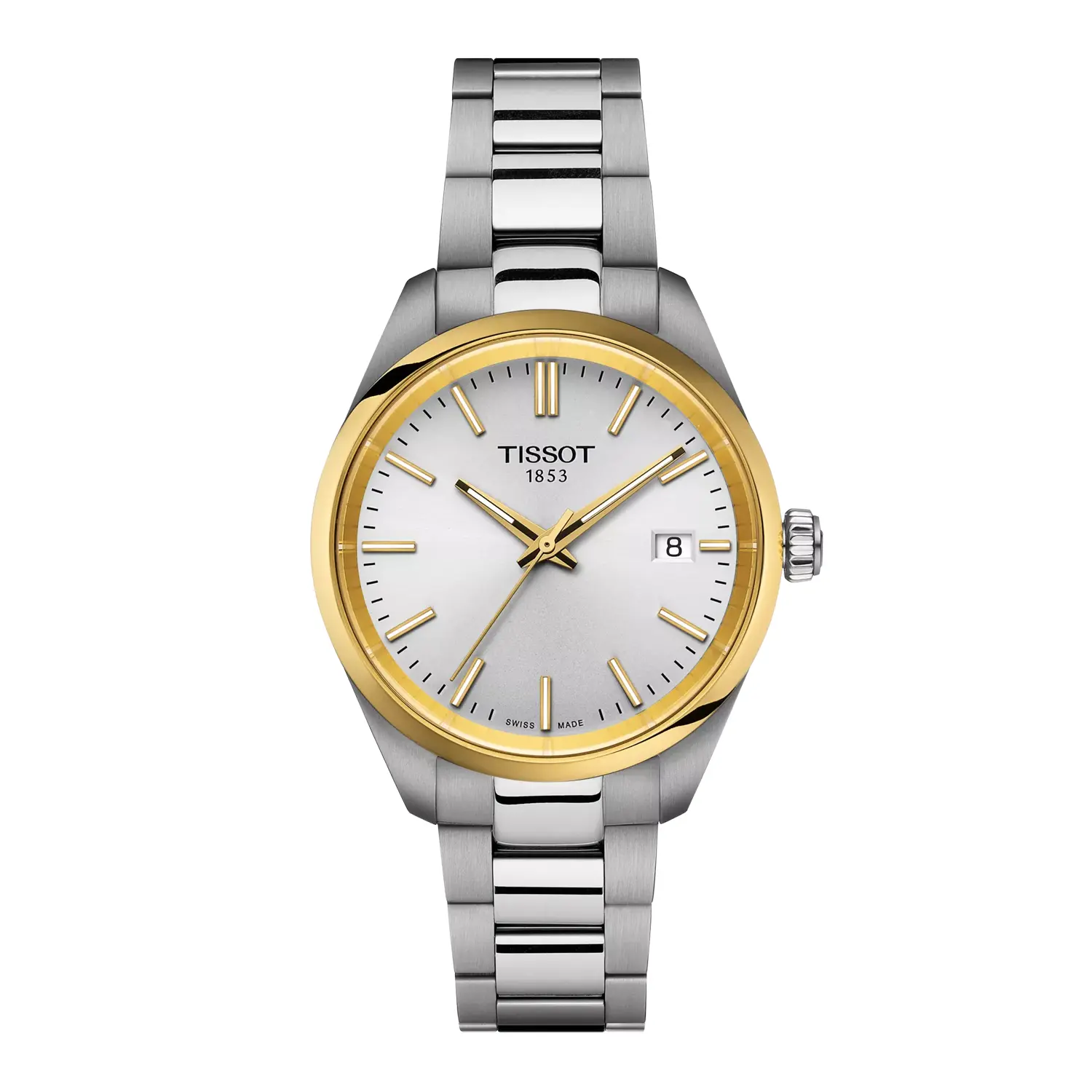 Tissot PR100 Two-Tone Steel Watch - 34mm Silver Dial