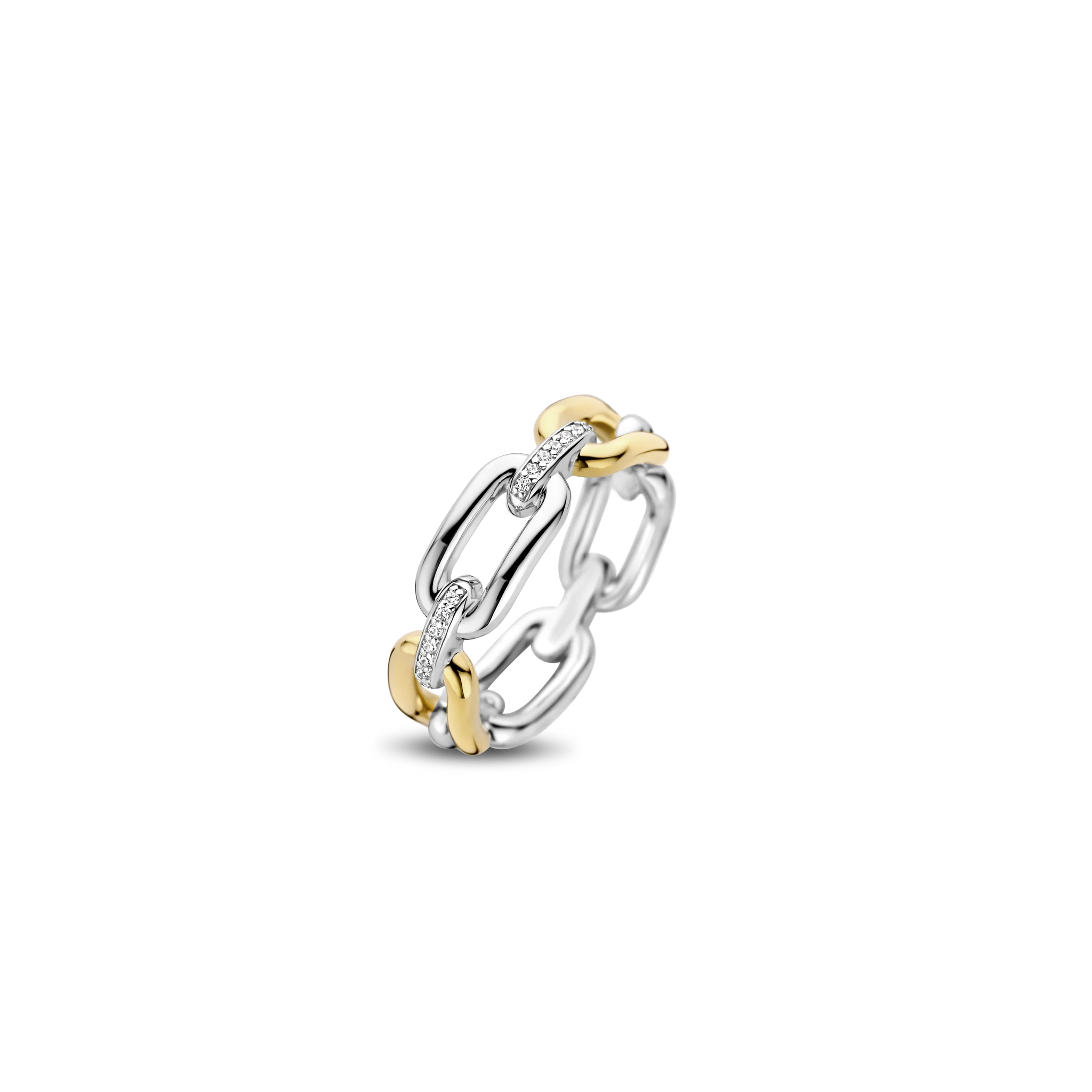 Ti Sento Two-Tone & CZ Chain Link Ring