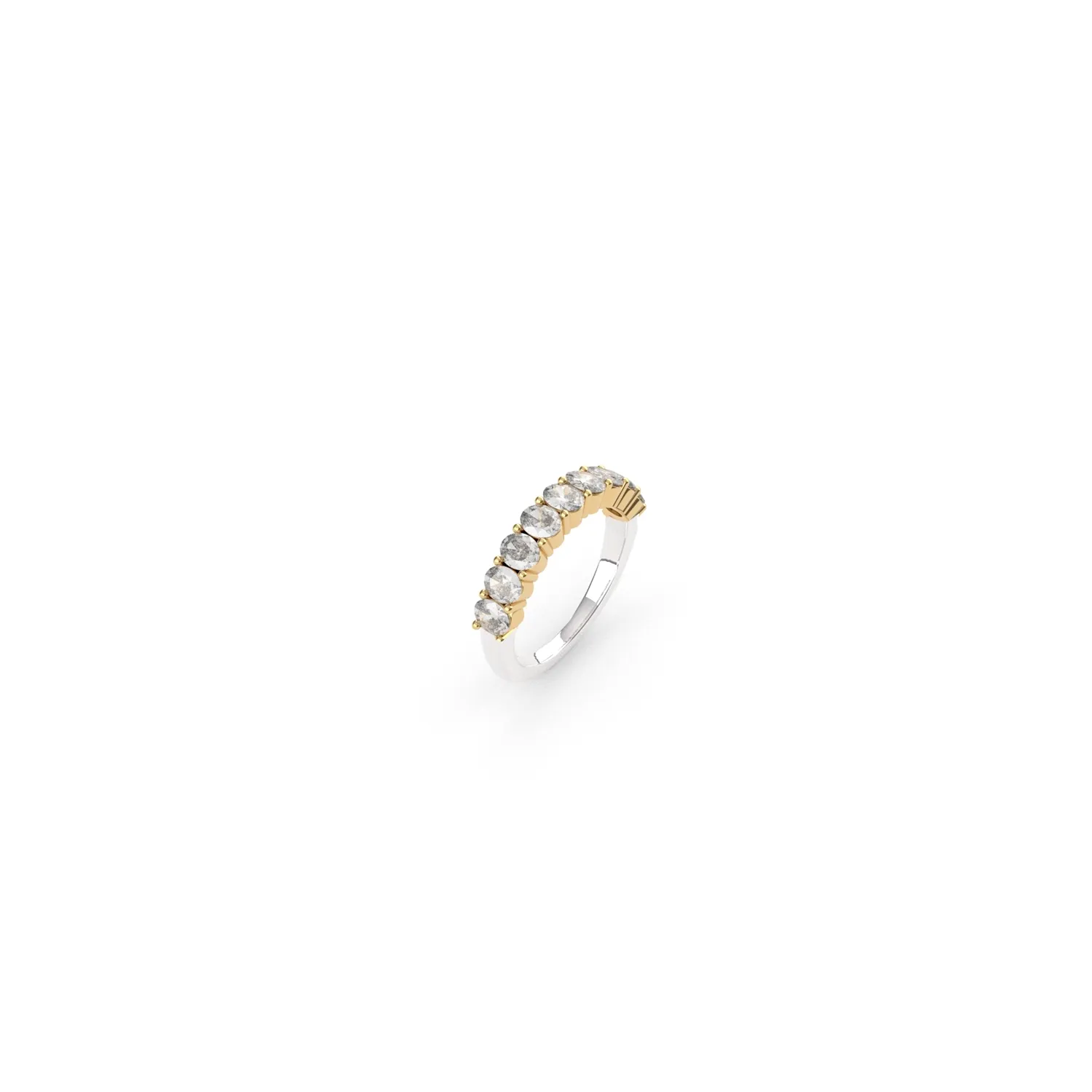 Ti Sento Gold Ring with Claw-Set Oval CZs