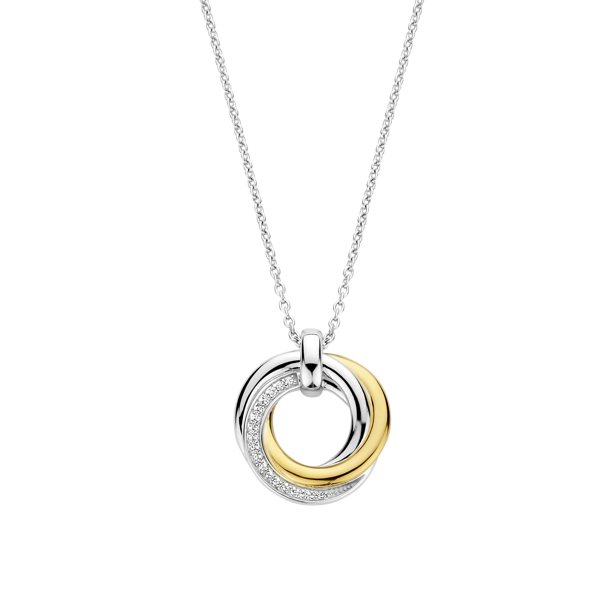 Ti Sento Two-Tone CZ Intertwined Ring Necklace