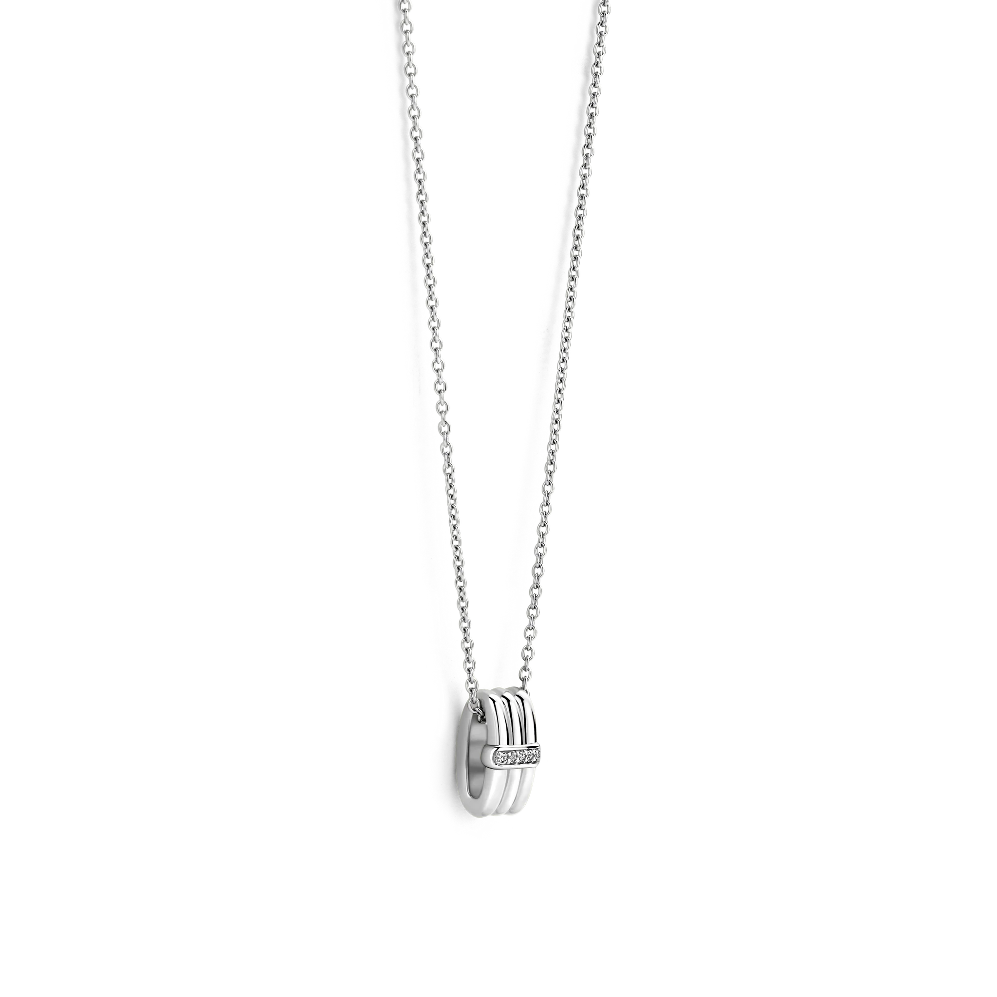 Ti Sento Silver & CZ Triple Ring Necklace