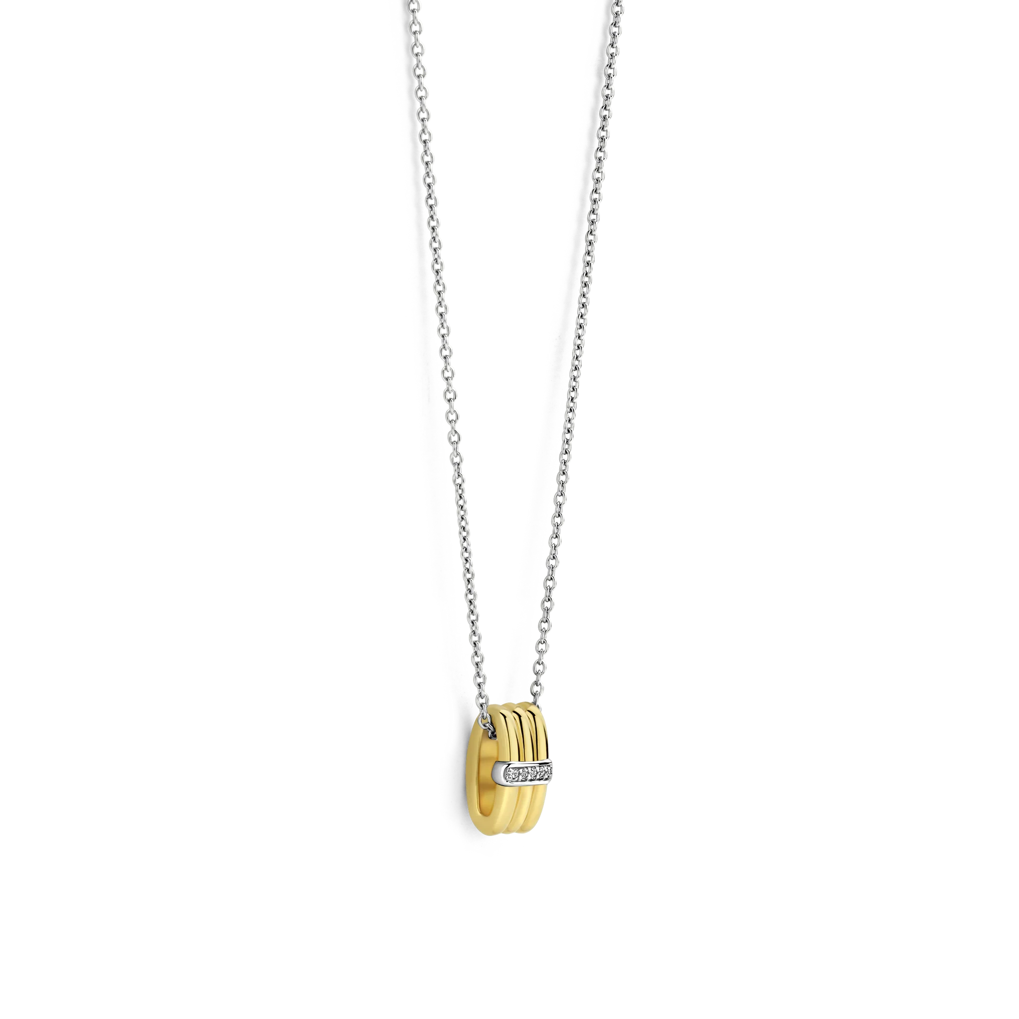 Ti Sento Gold & CZ Triple Ring Necklace