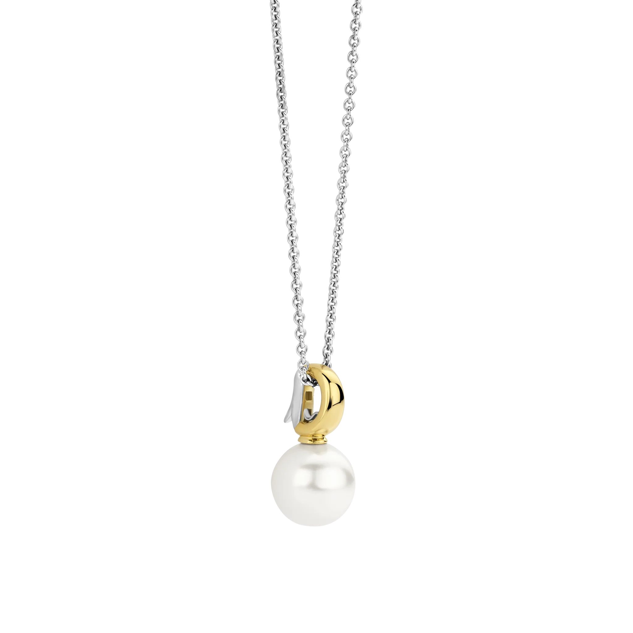 Ti Sento Silver Necklace with Gold & Pearl Pendant