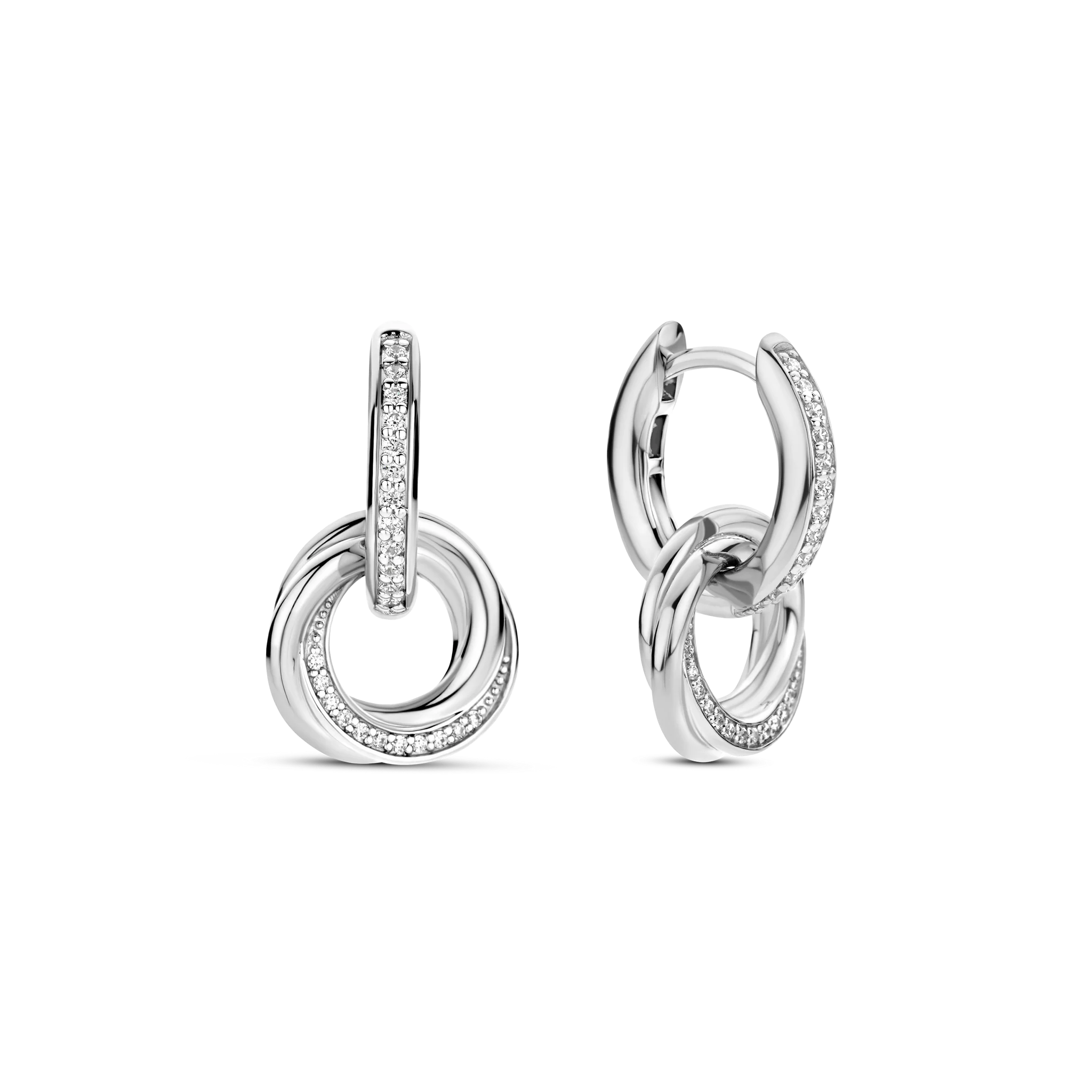 Ti Sento Silver & CZ Ring Drop Earrings