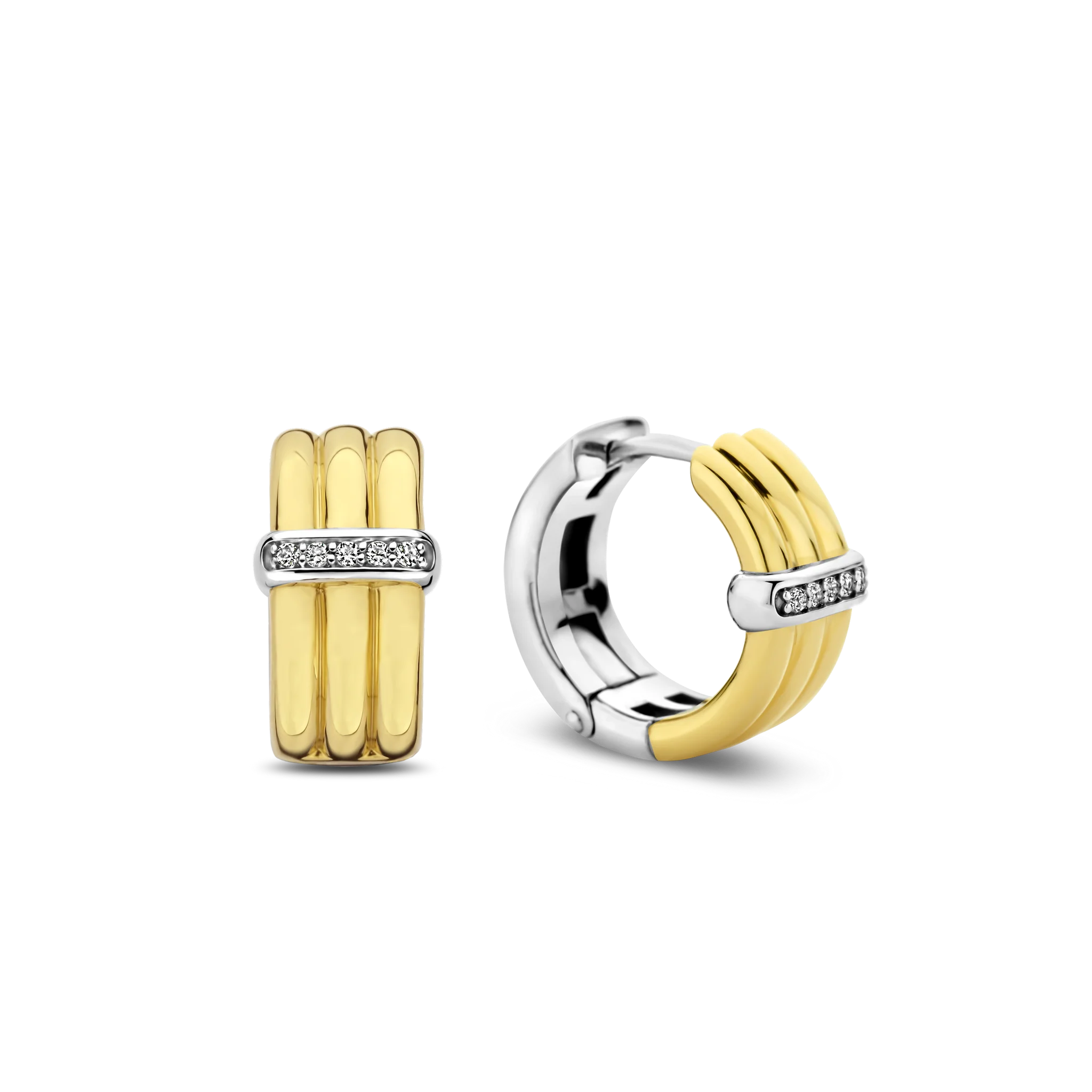 Ti Sento Gold & CZ Triple Hoop Earrings