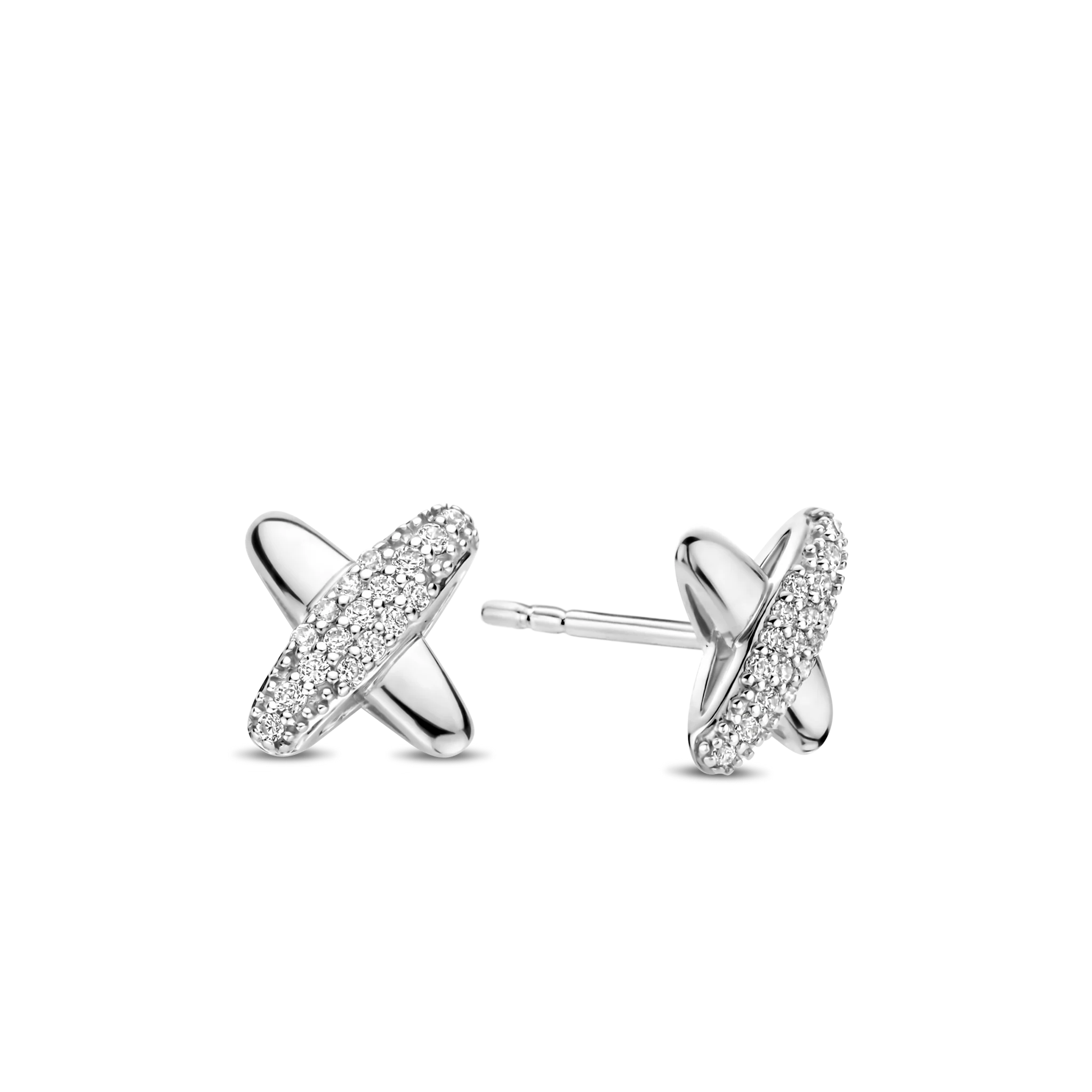 Ti Sento CZ & Silver X Stud Earrings