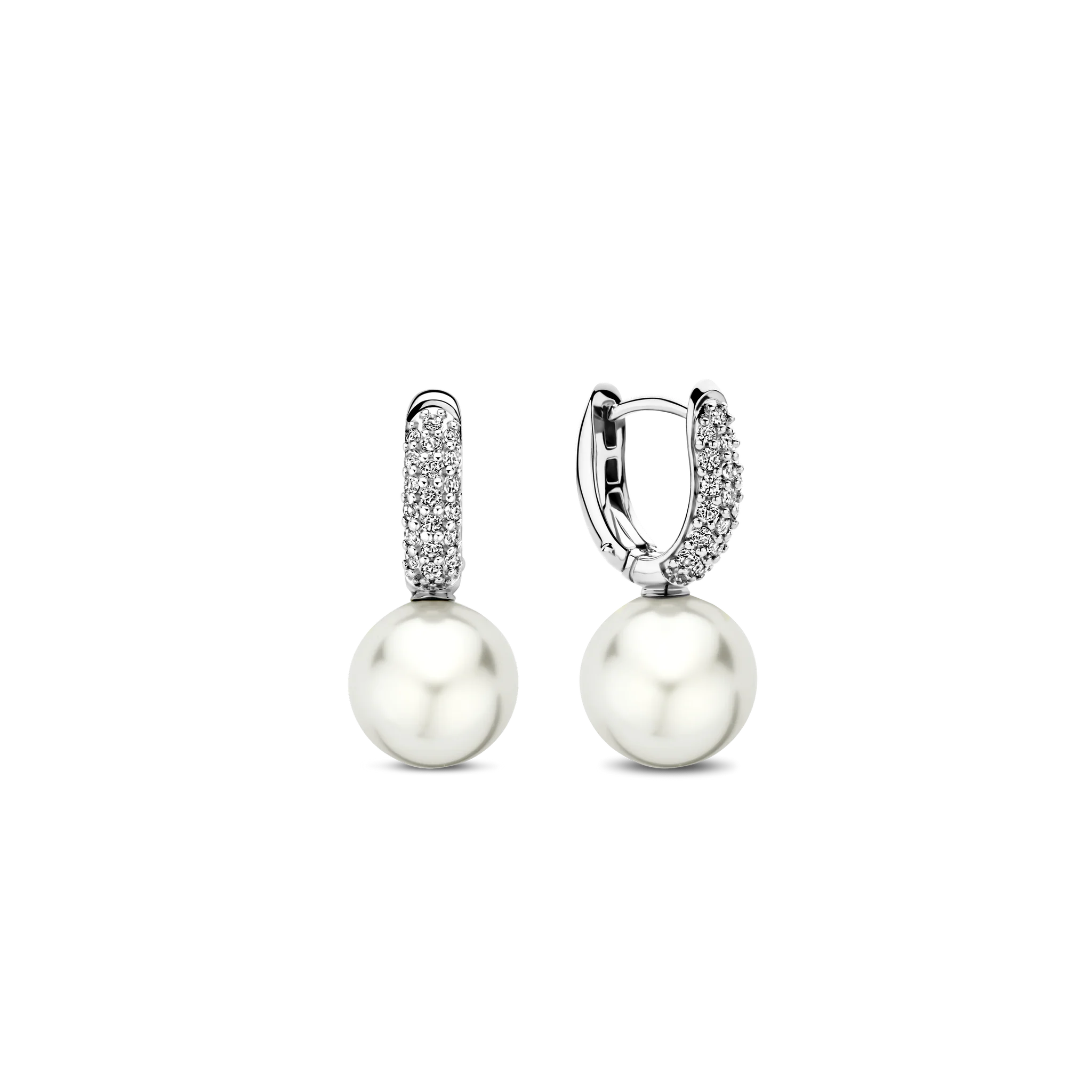 Ti Sento CZ & Pearl Drop Earrings