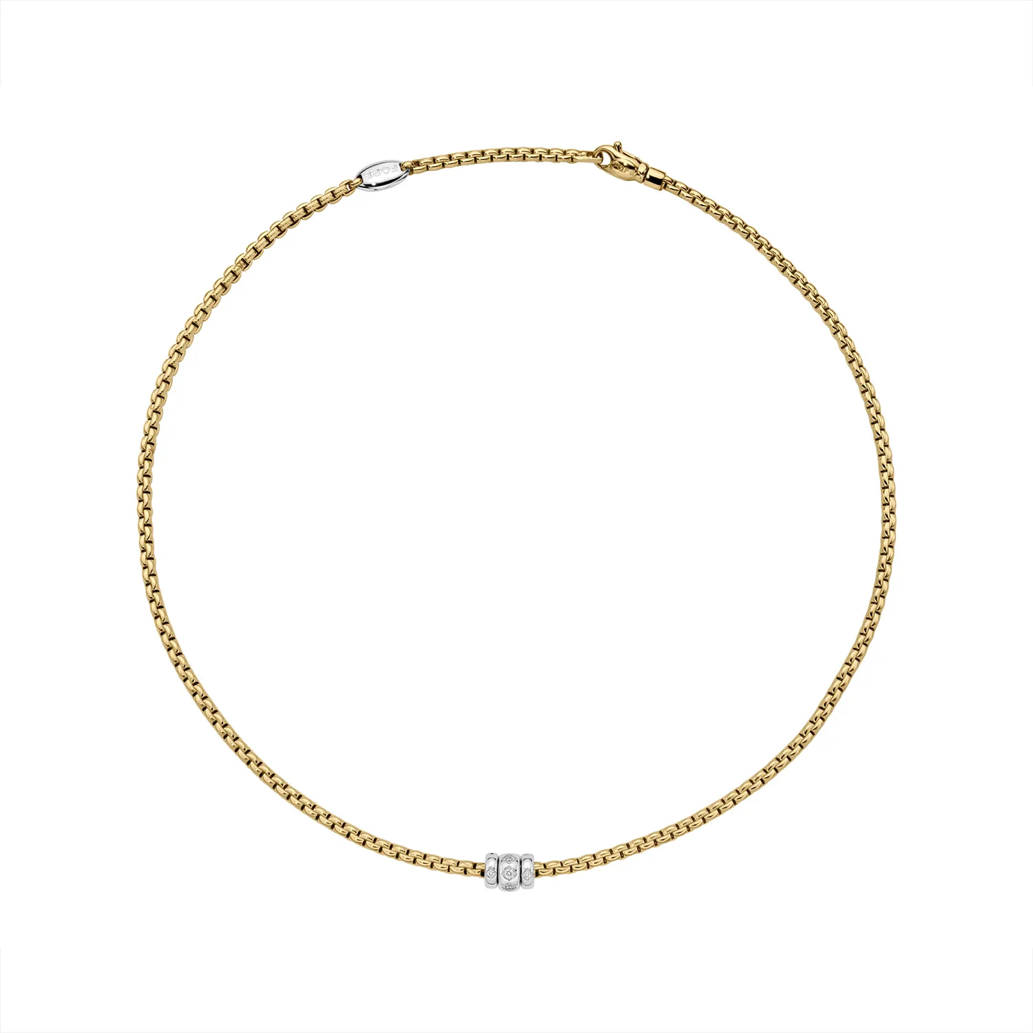 FOPE Eka Gold Rope Necklace with Diamond-Set Rondels