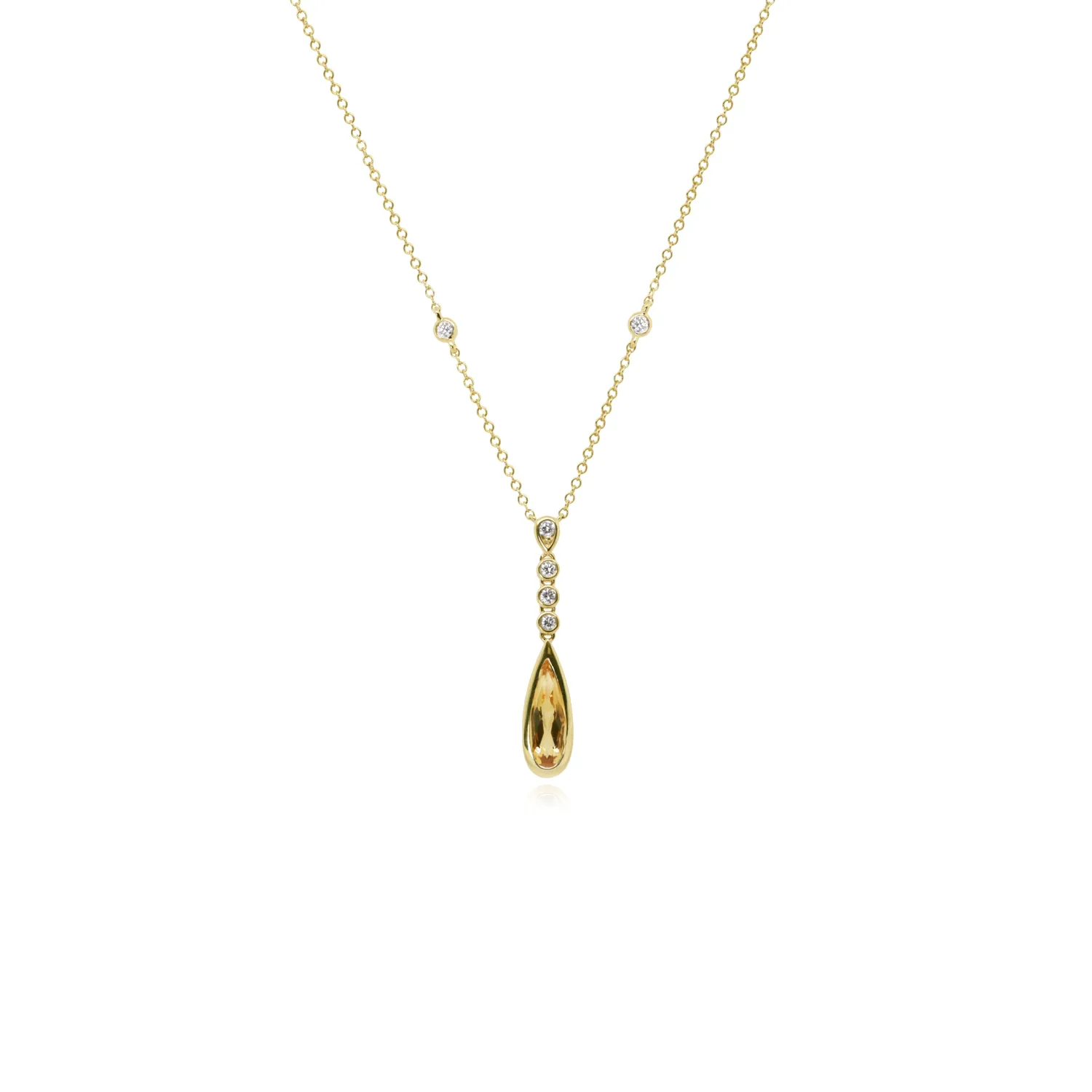 Citirine & Diamond Drop Necklace