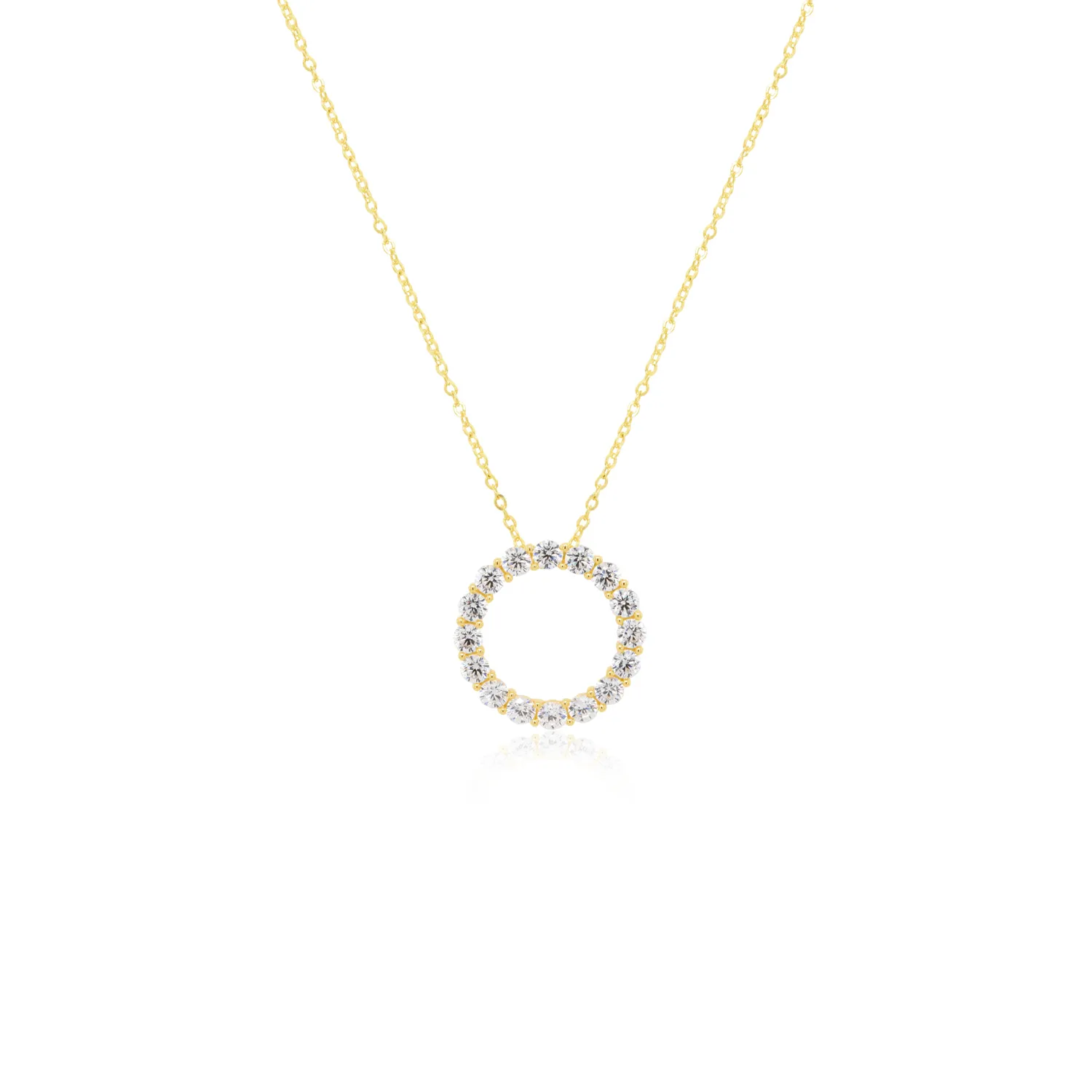 Gold & CZ Circle Necklace