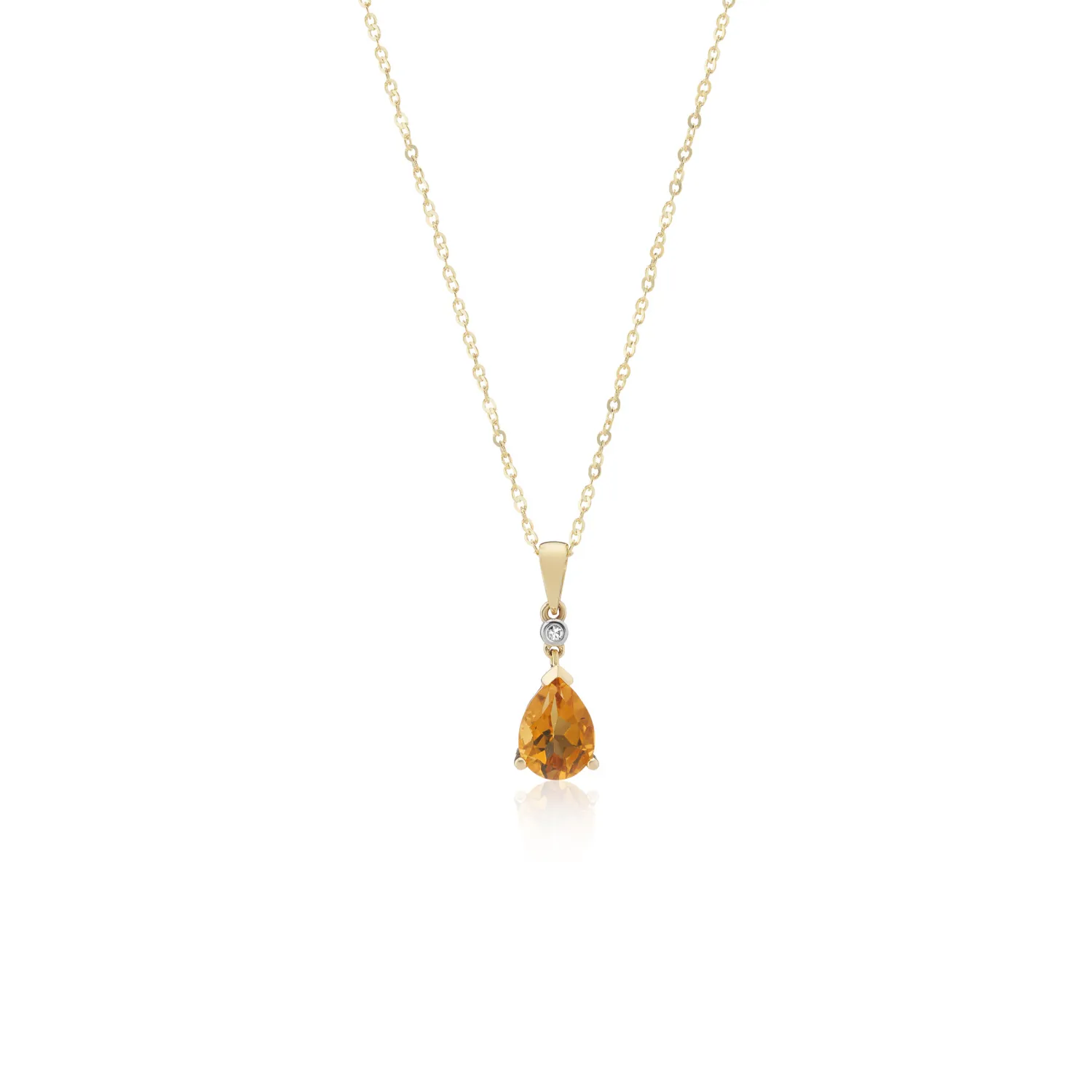 Citrine & Diamond Pendant & Chain