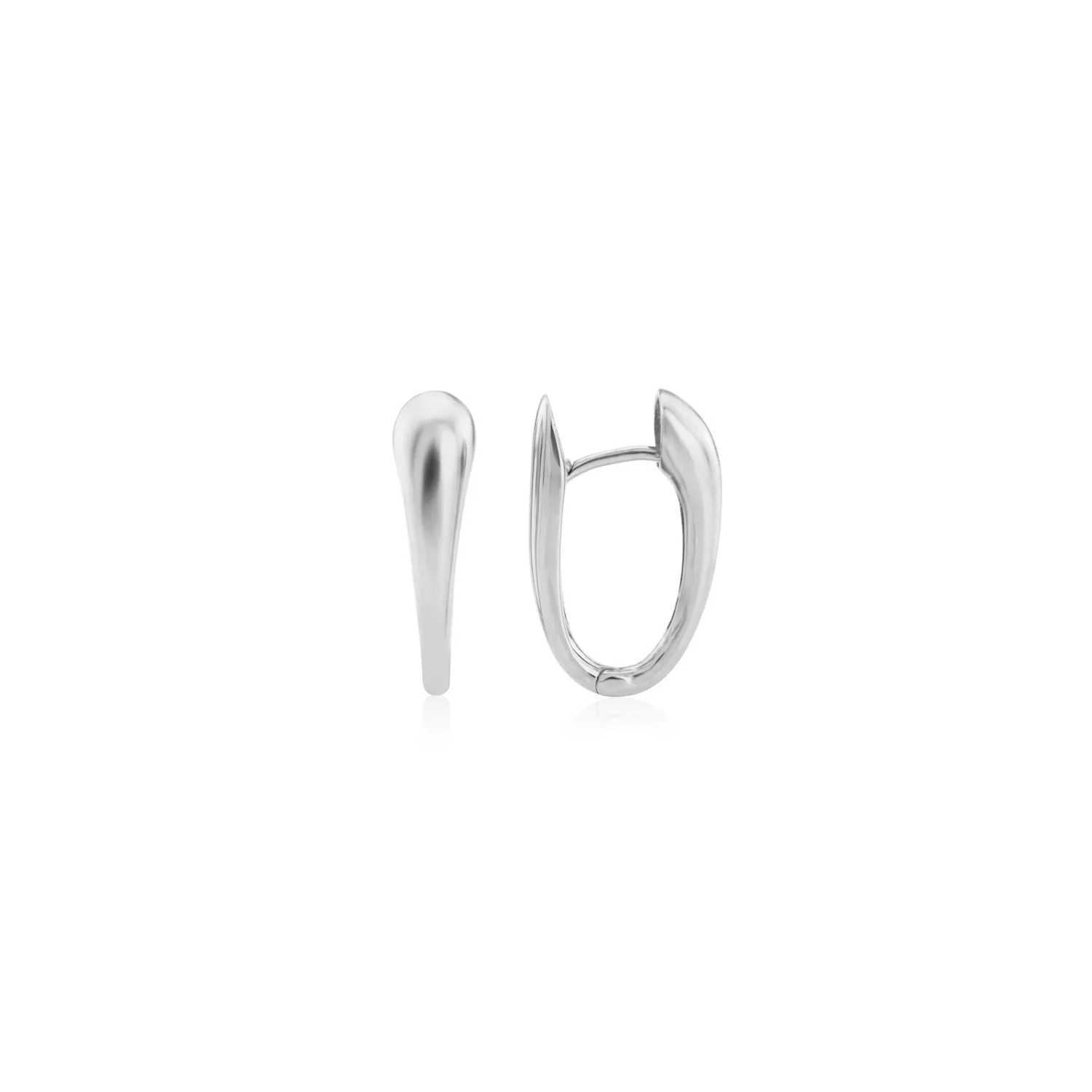 White Gold Tapered Hoop Earrings