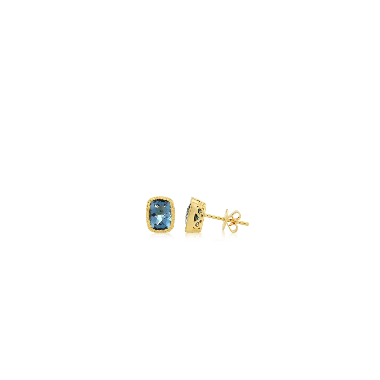 Blue Topaz & Gold Stud Earrings