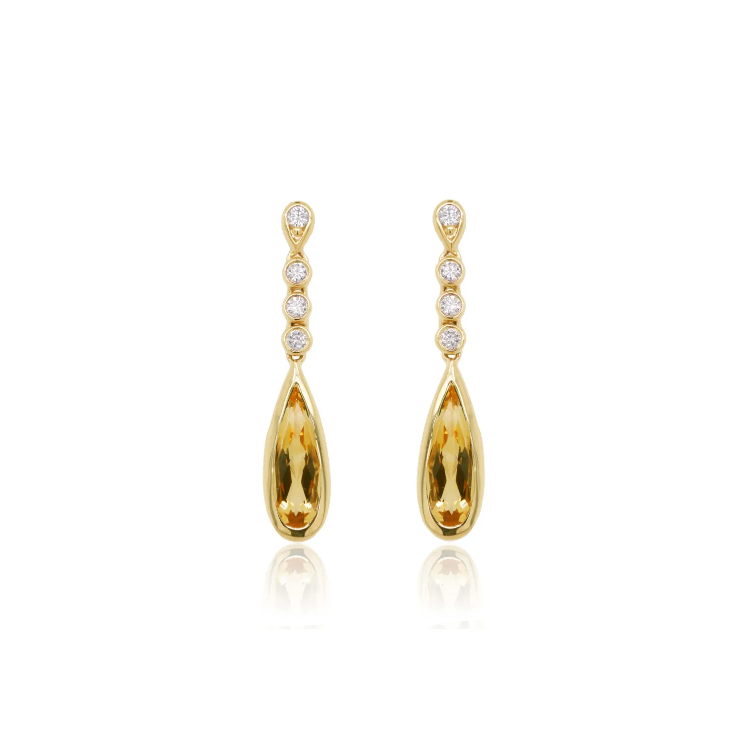 Citrine & Diamond Drop Earrings