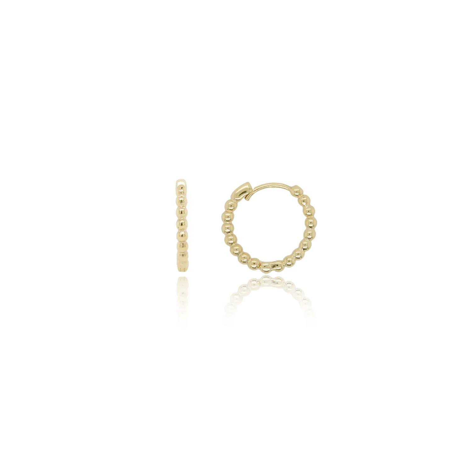 Yellow Gold Beaded Hoop Earrings