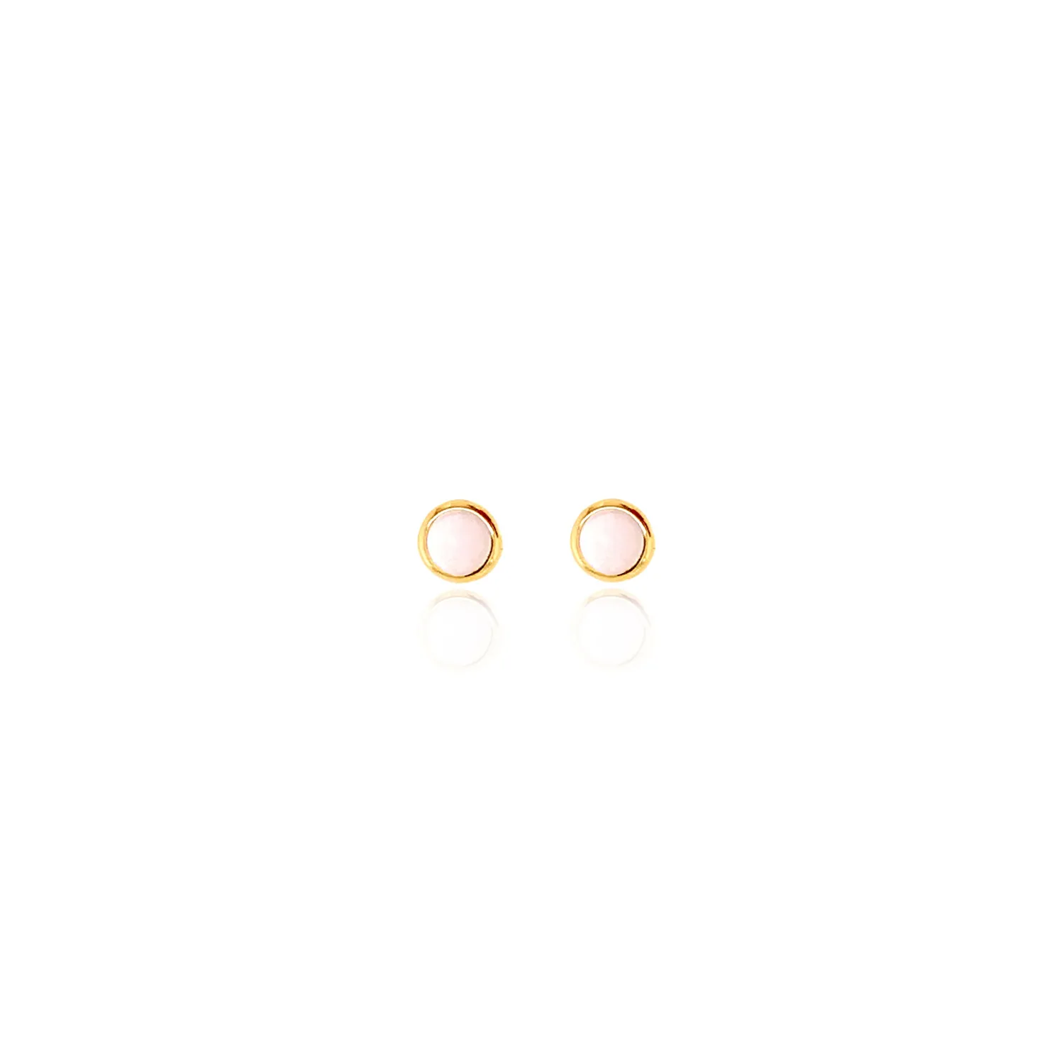 Yellow Gold & Mother-of-Pearl Button Stud Earrings