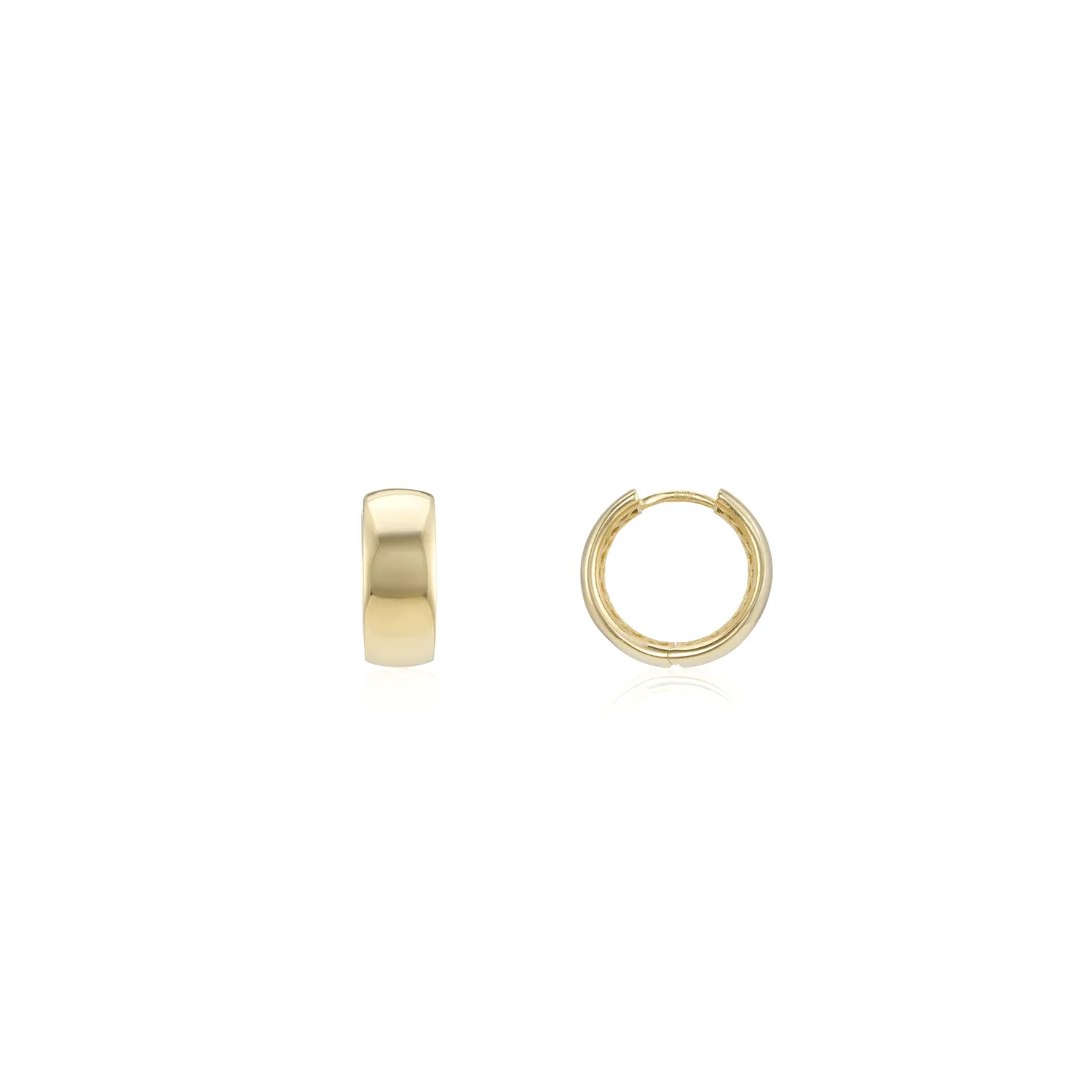 Yellow Gold Wide Huggie Hoop Earrings