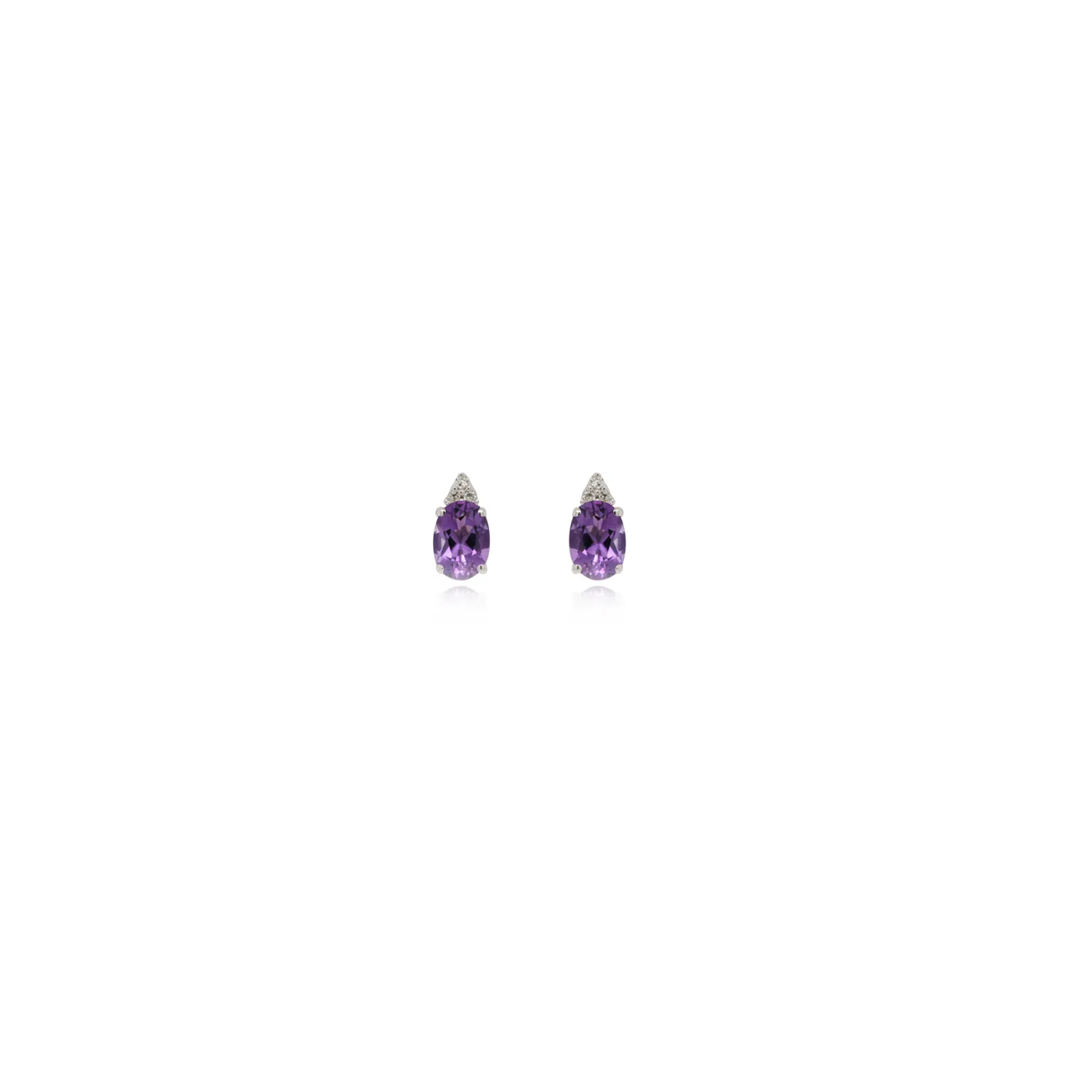 White Gold, Amethyst & Diamond Stud Earrings