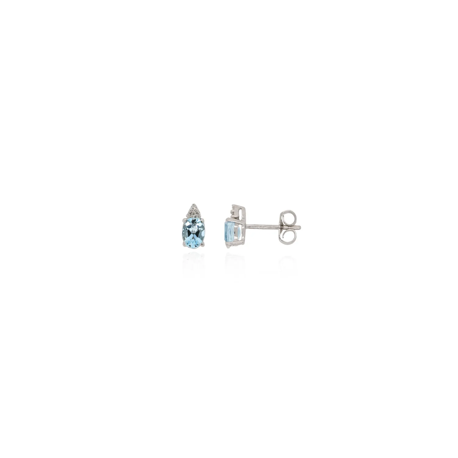 White Gold, Aquamarine & Diamond Stud Earrings