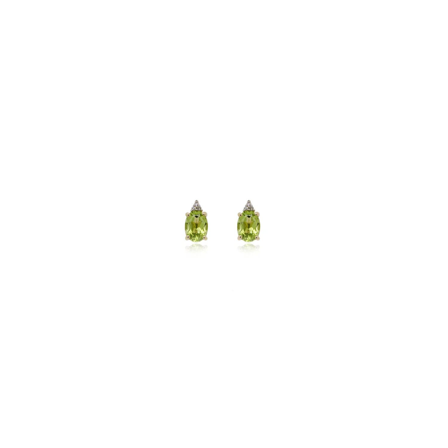 Gold, Peridot & Diamond Stud Earrings