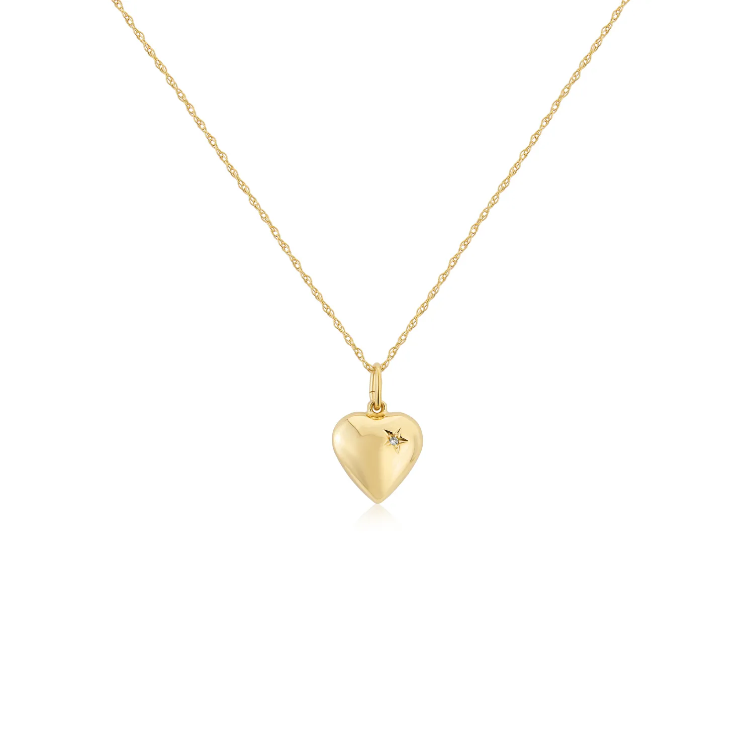 Yellow Gold & Diamond Heart Pendant & Chain