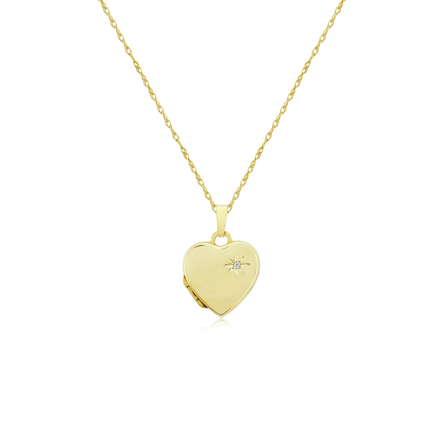 Gold & Diamond Heart Locket & Chain