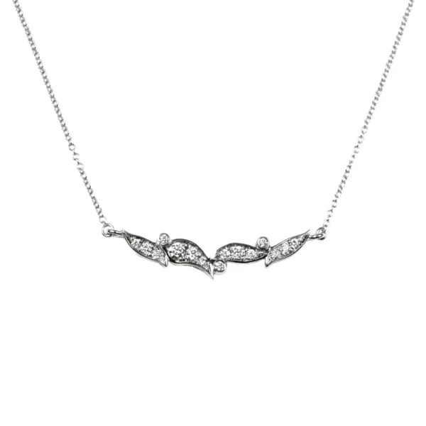 Leaf Pave - White Gold & Diamond Necklace