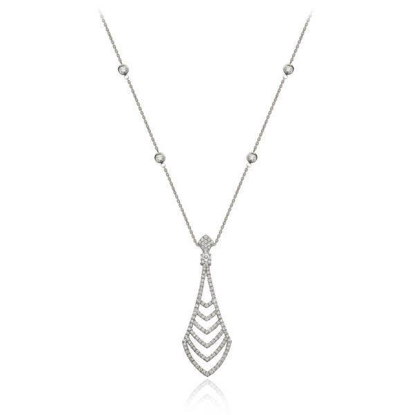 Chevron - White Gold & Diamond Necklace