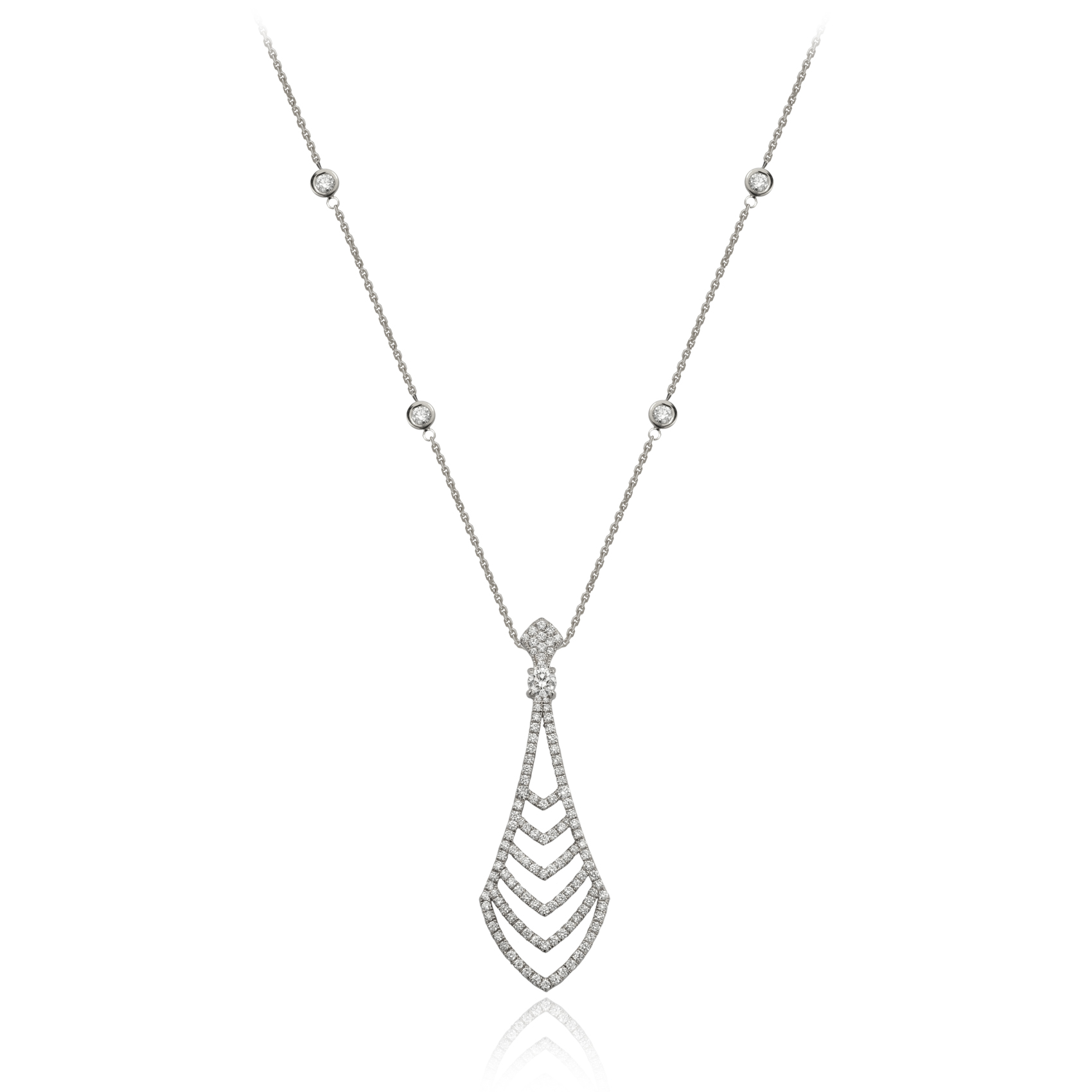 Chevron - White Gold & Diamond Necklace