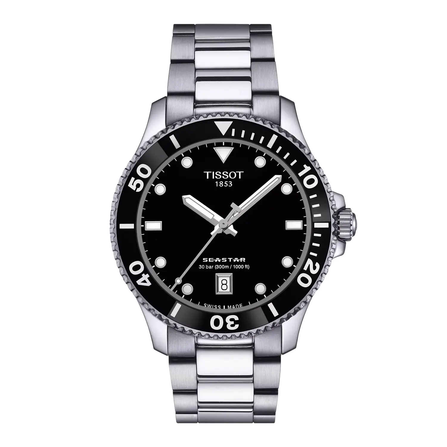 Tissot Seastar 1000 Stainless Steel Watch - Black Dial