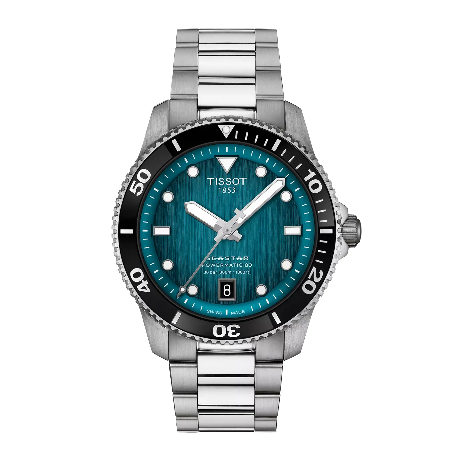 Tissot Seastar 1000 Powermatic 80 Watch - Turquoise Dial