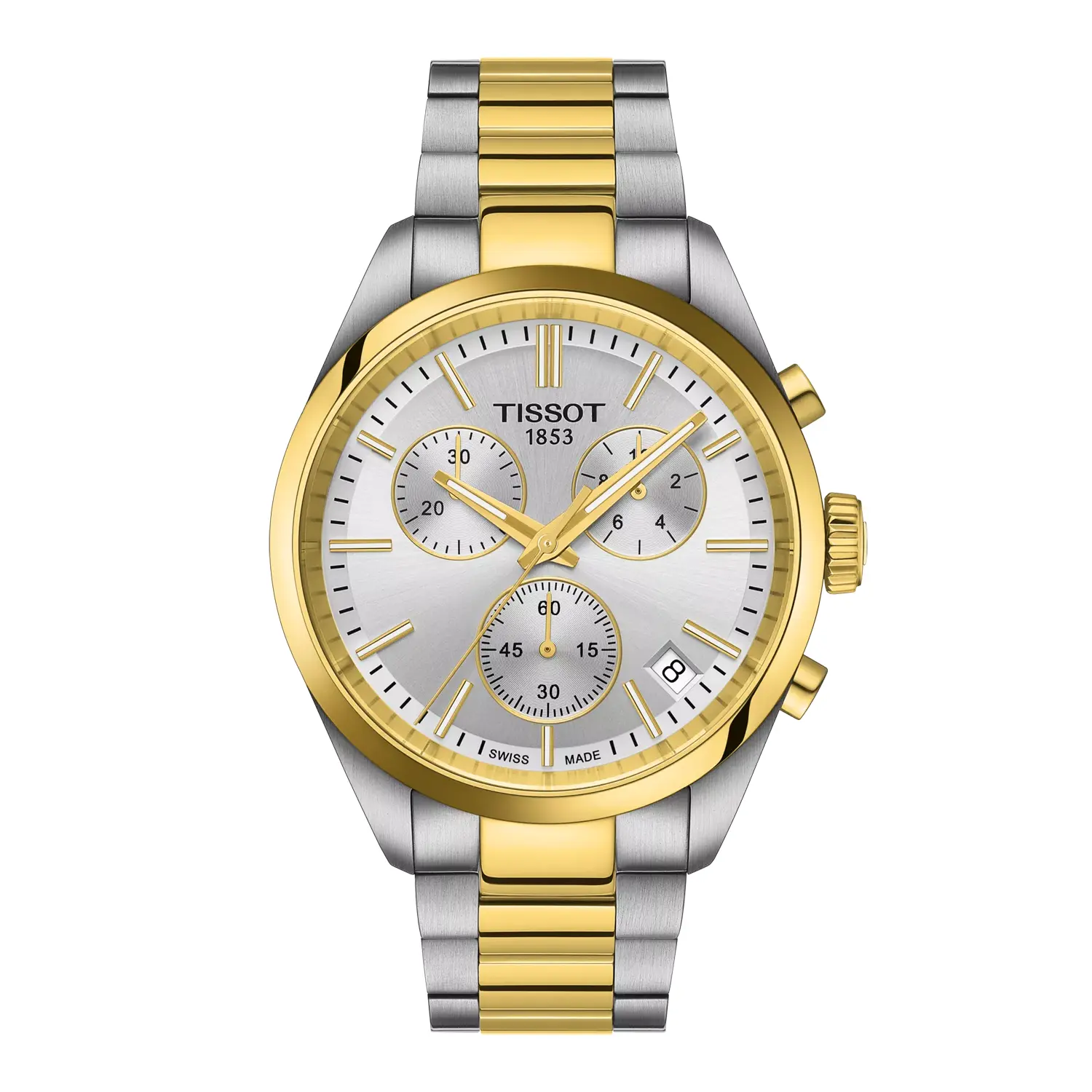 Tissot PR100 Two-Tone Chronograph - 40mm Silver Dial