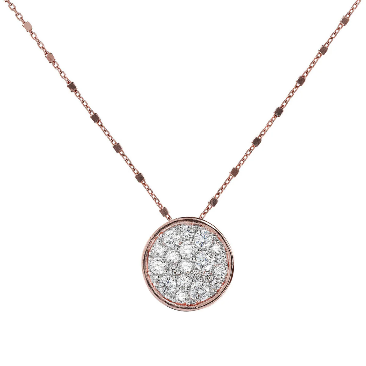 Bronzallure Cubetti Chain Necklace with Round Pave Pendant