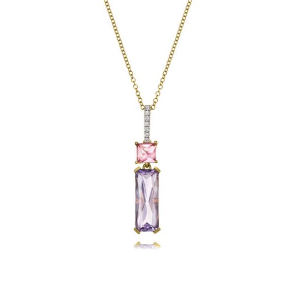 Tourmaline, Amethyst & Diamond Necklace